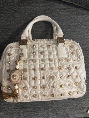 VERSACE VANITAS DEMETRA STUDS BAROCCO QUILT LEATHER HANDBAG ITALY